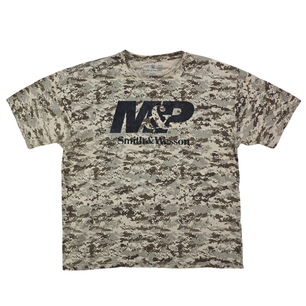 Smith & Wesson M&P Digital Camo Graphic T-Shirt Mens XXL Tan Tactical Tee Cotton